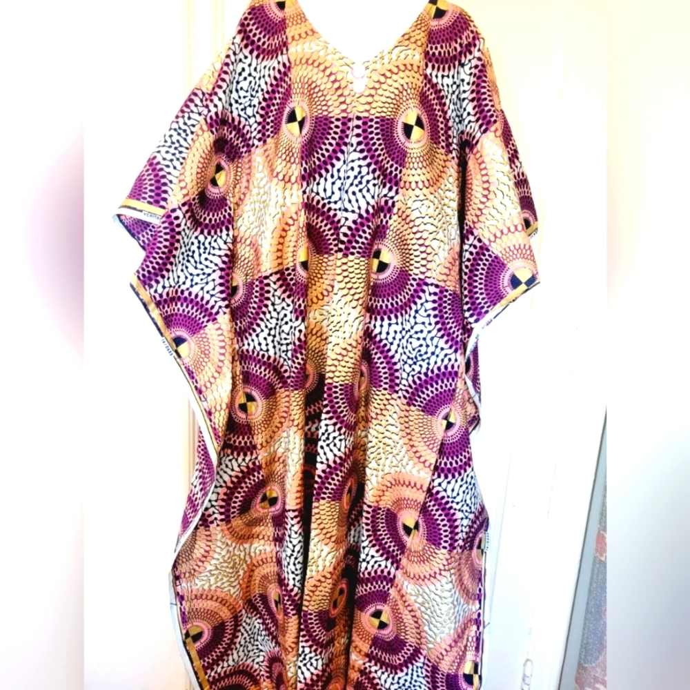 Women Ankara Vlisco Veritable Wax Hollandais Maxi Kaftan African Dress Boubou